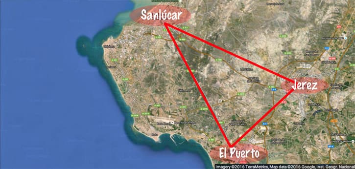 Map of the Sherry Triangle, Southern Spain