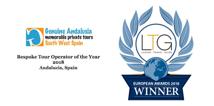 Logo of winner bespoke tour operator of the year for Andalucia. The Luxury Travel Guide