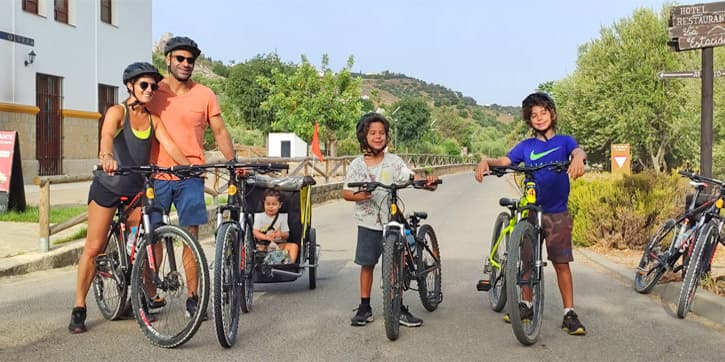 Family tours in Southern Spain. A family cycling in Andalusia