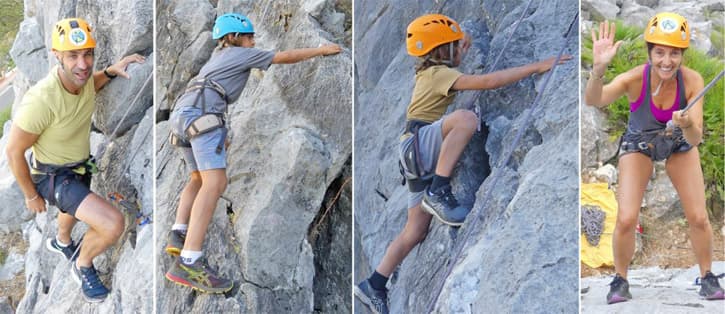 A family taking a nature tour in Southern Spain. Rock climbing