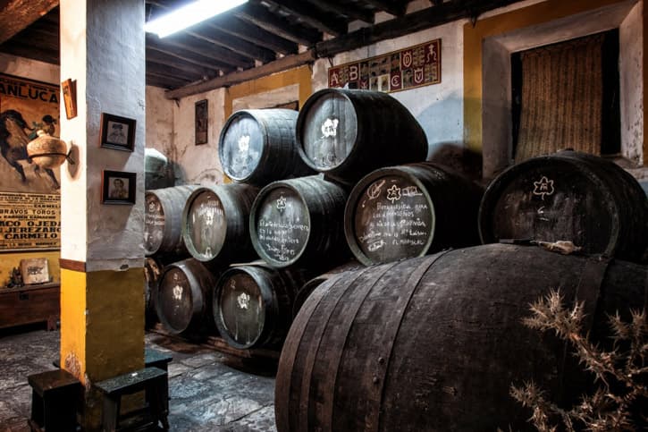 Sherry casks in a small sherry bodega in the sherry triangle