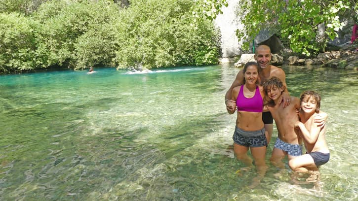 A family wild swimming in Spain. Family tours in Spain