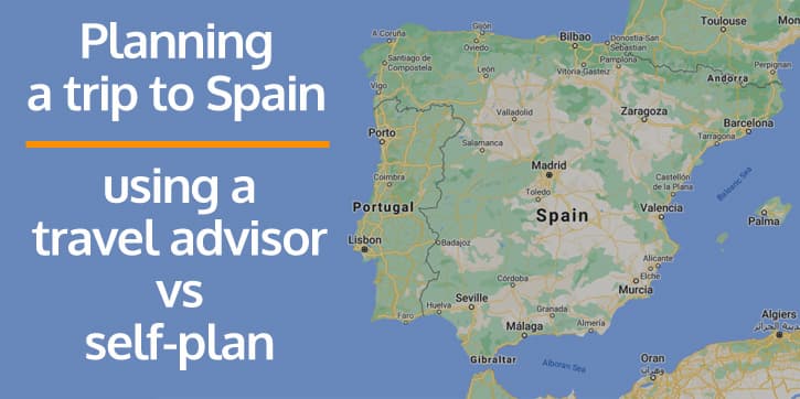 A map of Spain with text on it reading "planning a trip to Spain"