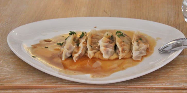 A plate of gyozas at restaurante el embarcadero in Rota, Spain