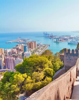 Views of the port city of Malaga in Southern Spain