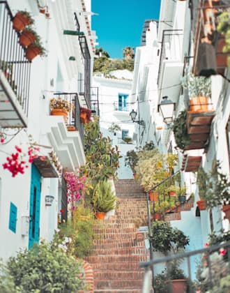 Whitewashed town of Frigiliana, Southern Spain. Easy shore excursion from Malaga.
